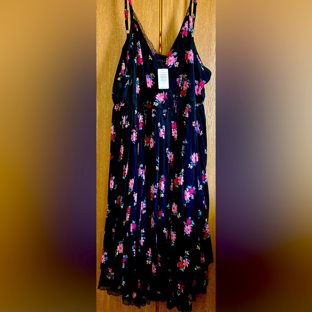 Torrid Pink and Green Maxi Dress A-line Smocked
